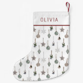 Rustic Christmas Ornaments  Custom Name スモールクリスマスストッキング (裏面)