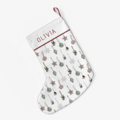 Rustic Christmas Ornaments  Custom Name スモールクリスマスストッキング (裏面 (吊り時))