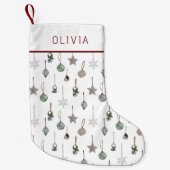 Rustic Christmas Ornaments  Custom Name スモールクリスマスストッキング (正面)