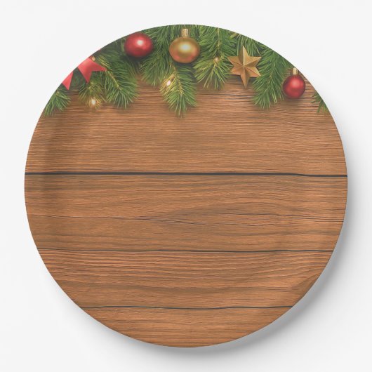 Rustic Christmas Paper Plate – Festive Holiday ペーパープレート (正面)
