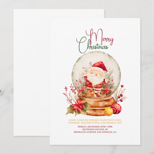 Rustic Christmas Party Invitation サンキューカード (正面/裏面)