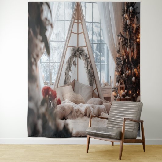 Rustic Christmas Photo Backdrop タペストリー (インサイチュ)