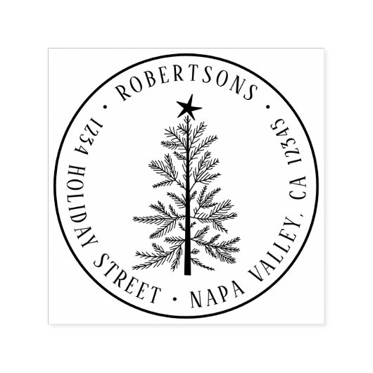 Rustic Christmas Pine Tree Return Address          セルフインキングスタンプ (デザイン)