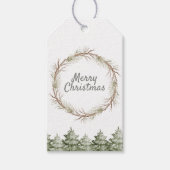 Rustic Christmas Pine Wreath and Greenery ギフトタグ (正面)