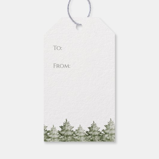 Rustic Christmas Pine Wreath and Greenery ギフトタグ (裏面)