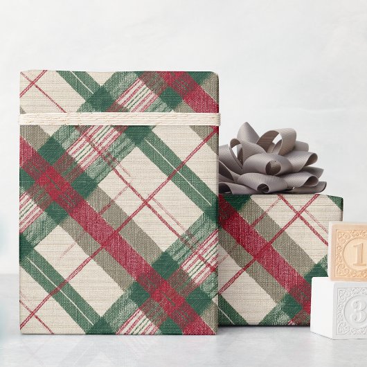 Rustic Christmas Plaid Wrapping Paper ラッピングペーパー