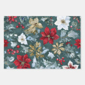 Rustic Christmas Poinsettia Wrapping Paper ラッピングペーパーシート (正面3)