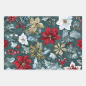 Rustic Christmas Poinsettia Wrapping Paper ラッピングペーパーシート (正面2)