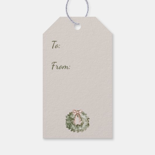 Rustic Christmas Potted Tree - Neutral ギフトタグ (裏面)