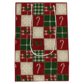 Rustic Christmas Quilt Plaid ミディアムペーパーバッグ (裏面)