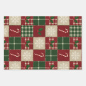 Rustic Christmas Quilt Plaid ラッピングペーパーシート (正面)