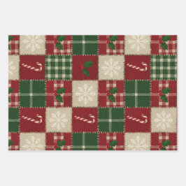 Rustic Christmas Quilt Plaid ラッピングペーパーシート