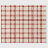 Rustic Christmas Red Plaid Wrapping Paper ラッピングペーパー (フラット)