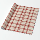 Rustic Christmas Red Plaid Wrapping Paper ラッピングペーパー (アンロールド)