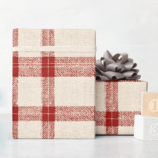 Rustic Christmas Red Plaid Wrapping Paper ラッピングペーパー