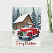 Rustic Christmas Red Truck カード (正面)