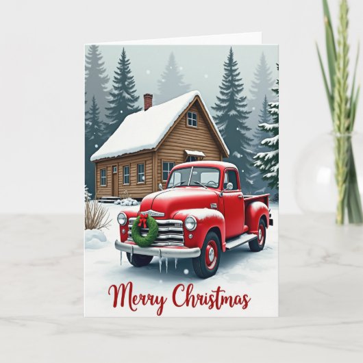 Rustic Christmas Red Truck カード (正面)