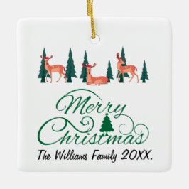 Rustic Christmas Reindeer Ornaments Holiday Photo セラミックオーナメント