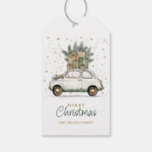 Rustic Christmas Santa Car Watercolor ギフトタグ (裏面)