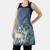 Rustic Christmas Snowy Forest Deer Decor For Home エプロン (インサイチュ)