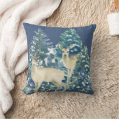 Rustic Christmas Snowy Forest Deer Decor For Home クッション (ブランケット)