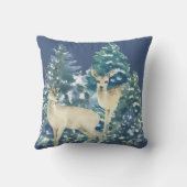 Rustic Christmas Snowy Forest Deer Decor For Home クッション (裏面)