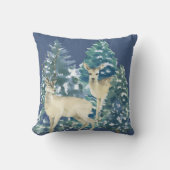 Rustic Christmas Snowy Forest Deer Decor For Home クッション (正面)
