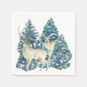 Rustic Christmas Snowy Forest Deer Decor For Home スタンダードカクテルナプキン (正面)