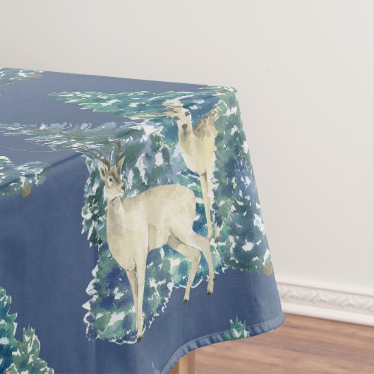 Rustic Christmas Snowy Forest Deer Decor For Home テーブルクロス (インサイチュ)