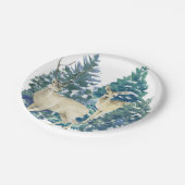 Rustic Christmas Snowy Forest Deer Decor For Home ペーパープレート (アングル)