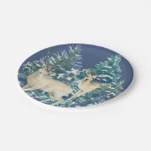 Rustic Christmas Snowy Forest Deer Decor For Home ペーパープレート (アングル)