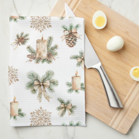 Rustic Christmas Tea Towel キッチンタオル (四つ折り)