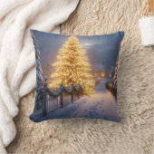 Rustic Christmas Throw Pillows – Village Tree, San クッション (ブランケット)