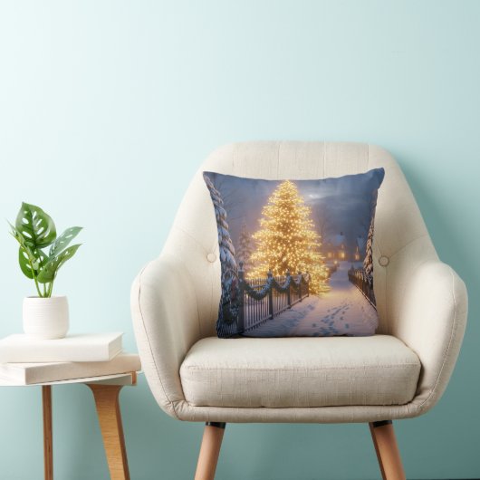 Rustic Christmas Throw Pillows – Village Tree, San クッション (椅子)