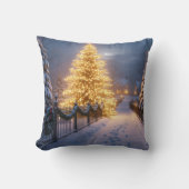 Rustic Christmas Throw Pillows – Village Tree, San クッション (正面)