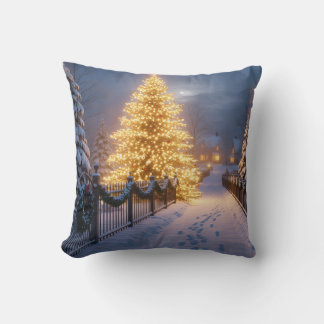 Rustic Christmas Throw Pillows – Village Tree, San クッション