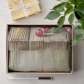 Rustic Christmas tissue paper red candles holly 薄葉紙 (ギフト)