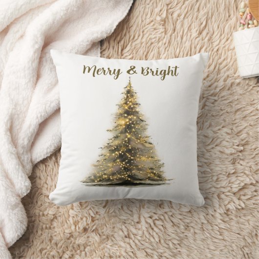 Rustic Christmas Tree Accent Pillow Festive Quote クッション (ブランケット)
