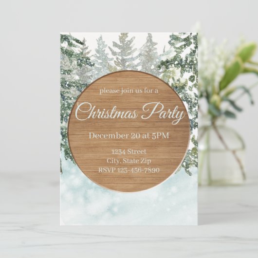 Rustic Christmas Tree Farm Holiday Invitation 招待状 (スタンド正面)