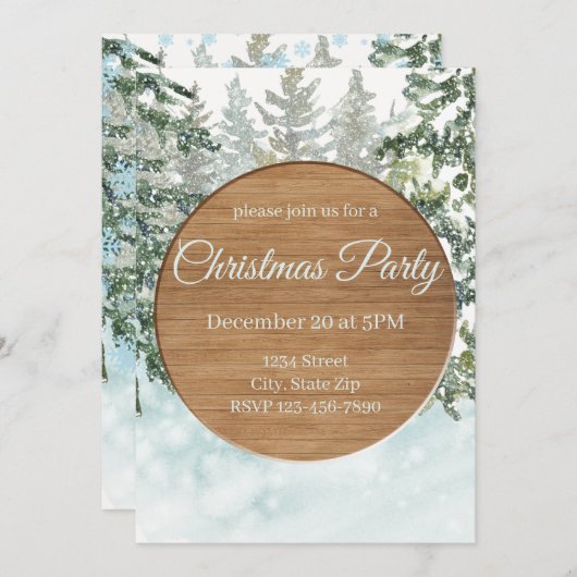 Rustic Christmas Tree Farm Holiday Invitation 招待状 (正面/裏面)