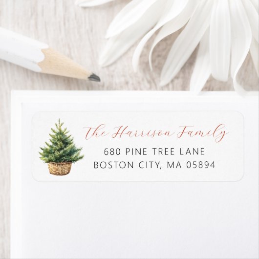 Rustic Christmas Tree In Basket Address ラベル (インサイチュ)