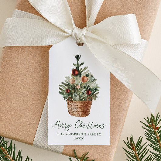 Rustic Christmas Tree Ornaments Holiday ギフトタグ