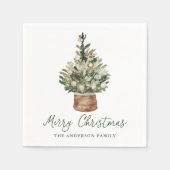 Rustic Christmas Tree Ornaments Neutral Holiday スタンダードカクテルナプキン (正面)