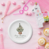 Rustic Christmas Tree Ornaments Neutral Holiday ペーパープレート (パーティー)