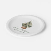 Rustic Christmas Tree Ornaments Neutral Holiday ペーパープレート (アングル)