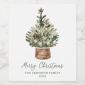 Rustic Christmas Tree Ornaments Neutral Holiday ワインラベル (シングルラベル)