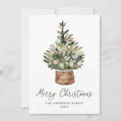 Rustic Christmas Tree Ornaments Neutral Non-Photo シーズンカード (正面)
