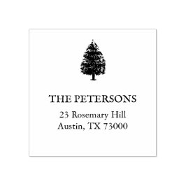 Rustic Christmas Tree Return Address Christmas  ラバースタンプ
