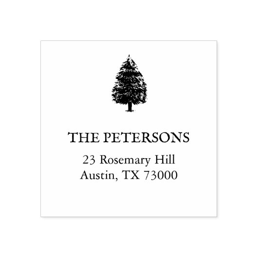 Rustic Christmas Tree Return Address Christmas  ラバースタンプ (インプリント)