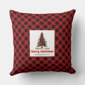 Rustic Christmas Trees Buffalo Plaid Name Pillow クッション (裏面)